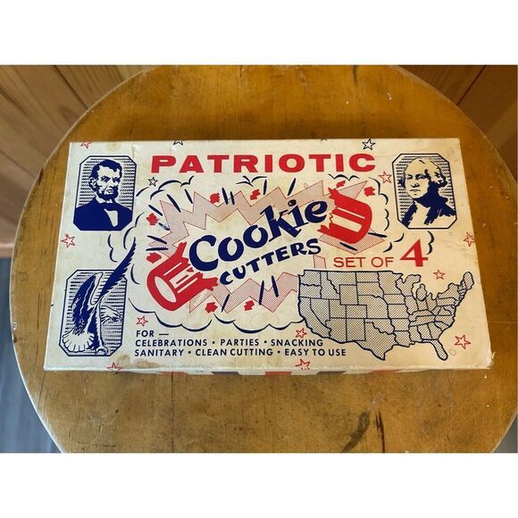 Rare Vintage Patriotic Metal Cookie Cutters 4 pc set (8783) - Picture 1 of 8